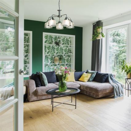 Searchlight - Hanglamp aan een ketting BISTRO 5xE27/60W/230V glanzend chroom