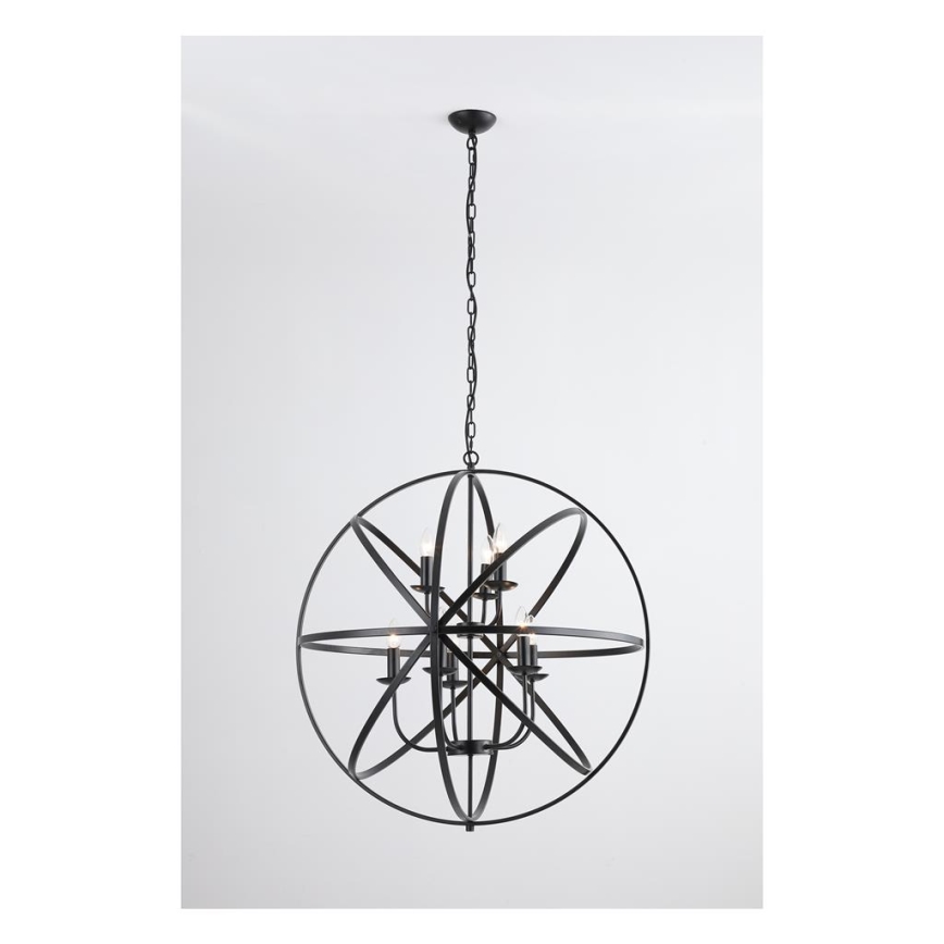 Searchlight - Kroonluchter aan ketting ORBIT 8xE14/60W/230V zwart