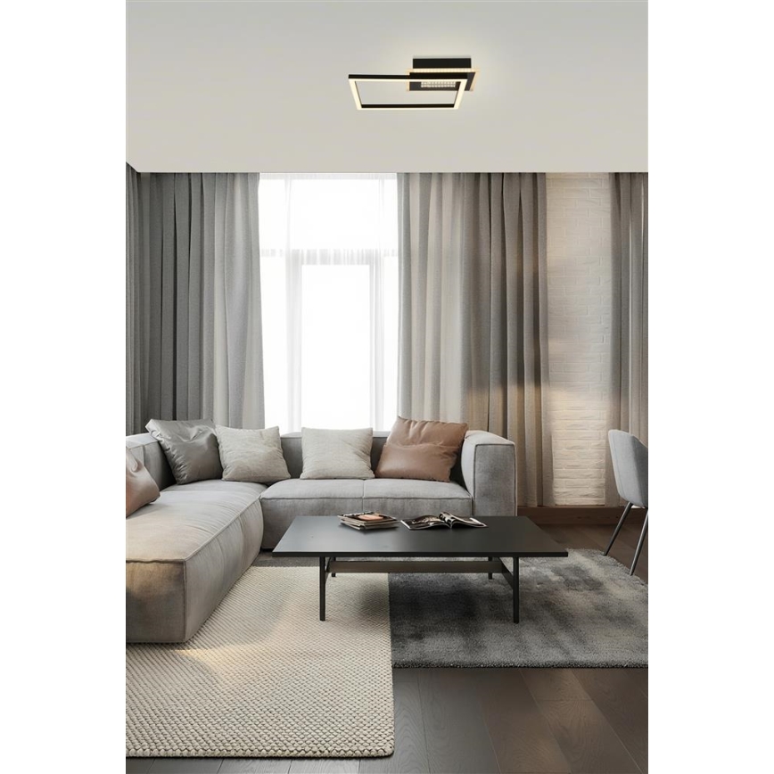 Searchlight - Dimbare LED-plafondlamp QUADRATE LED/24W/230V 36x36 cm zwart