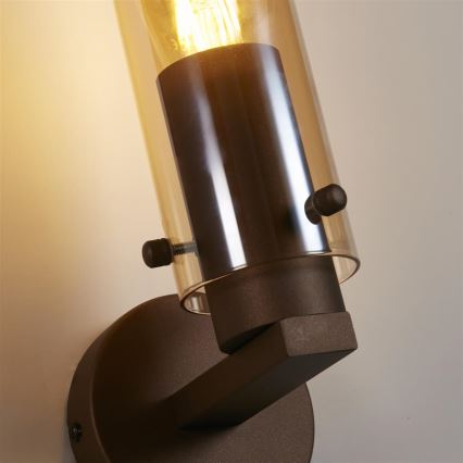 Searchlight - Muurlamp SWEDEN 1xE27/60W/230V bruin/rookglas