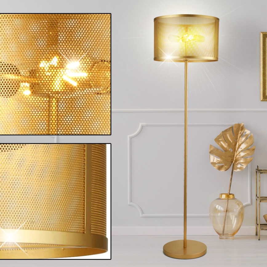 Searchlight - Vloerlamp FISHNET 2xE27/60W/230V gouden