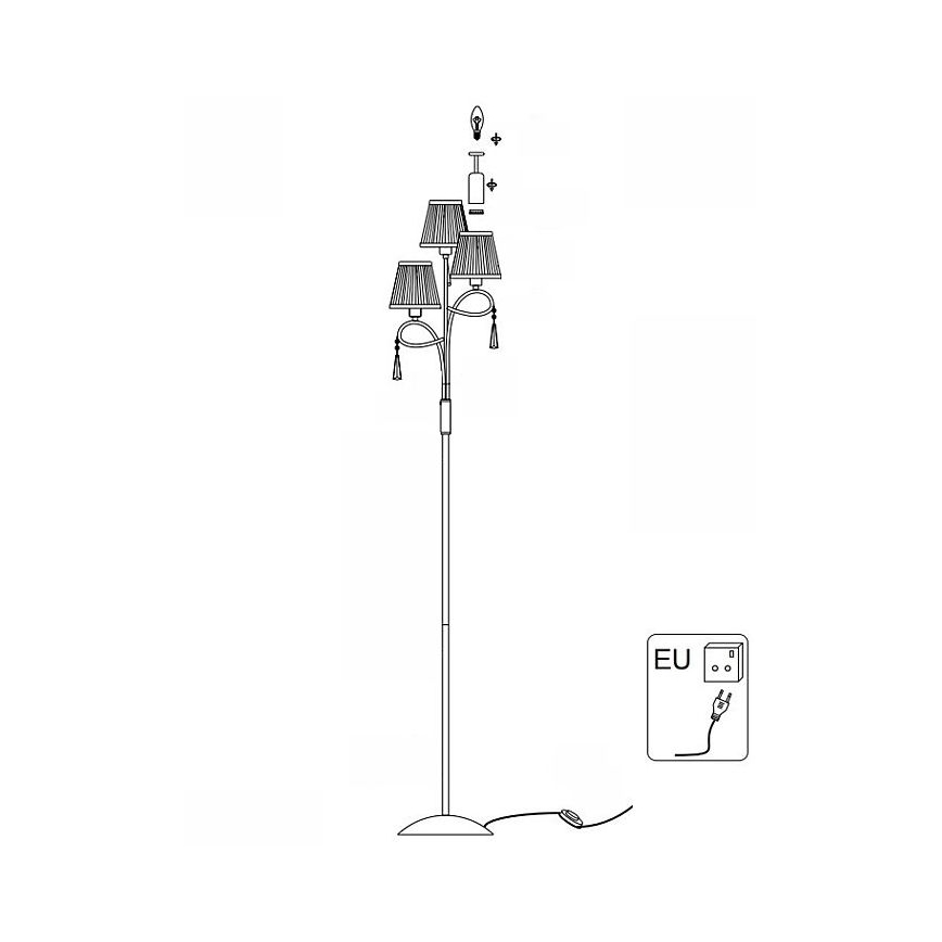 Searchlight - Lampadaire SIMPLICITY 3xE14/60W/230V chrome brillant