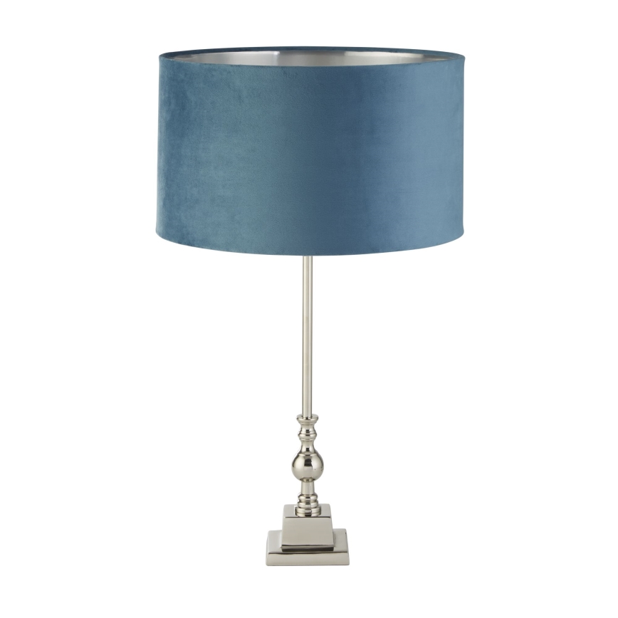 Searchlight - Lampe de table WHITBY 1xE27/10W/230V bleu/chrome brillant