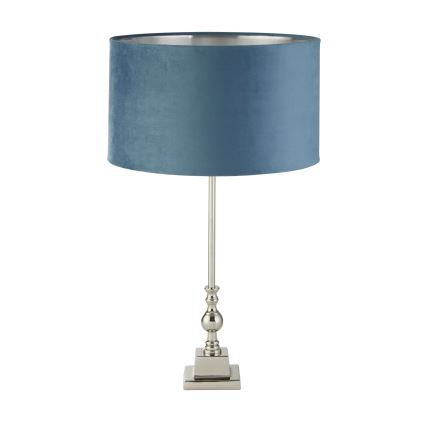 Searchlight - Tafellamp WHITBY 1xE27/10W/230V blauw/glanzend chroom