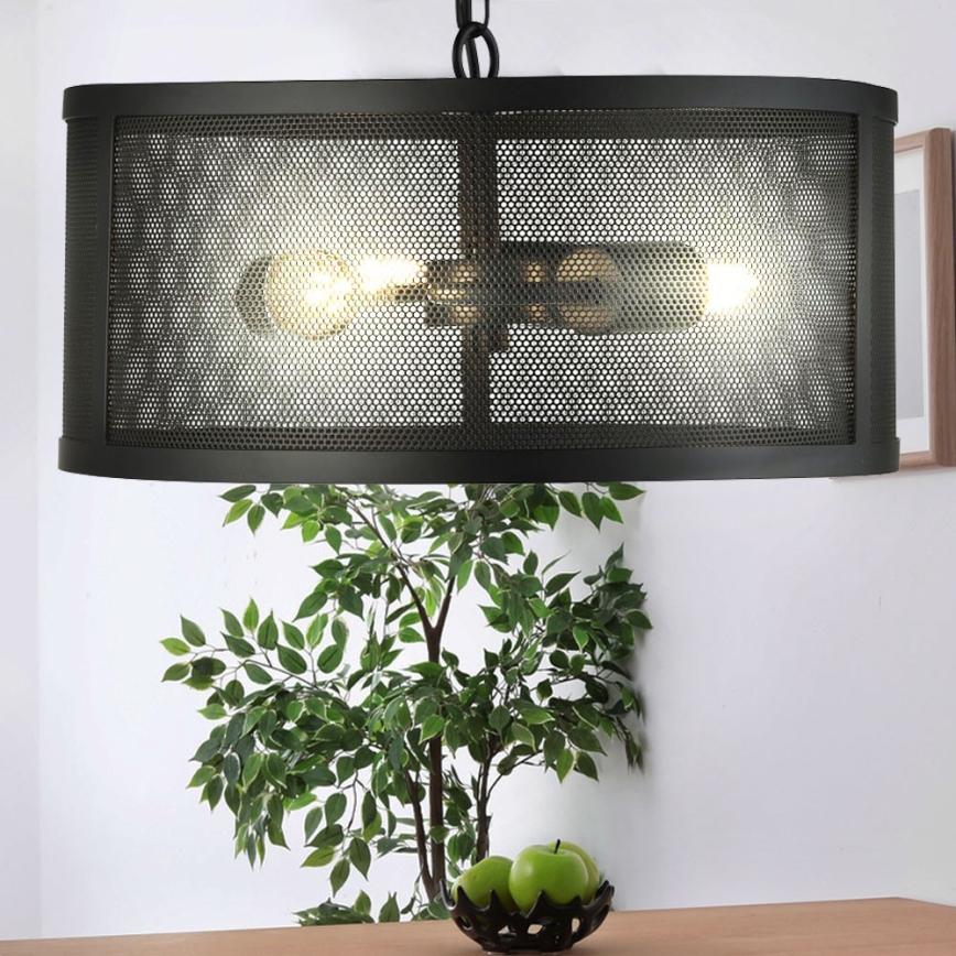 Searchlight - Hanglamp aan ketting FISHNET 3xE27/60W/230V zwart