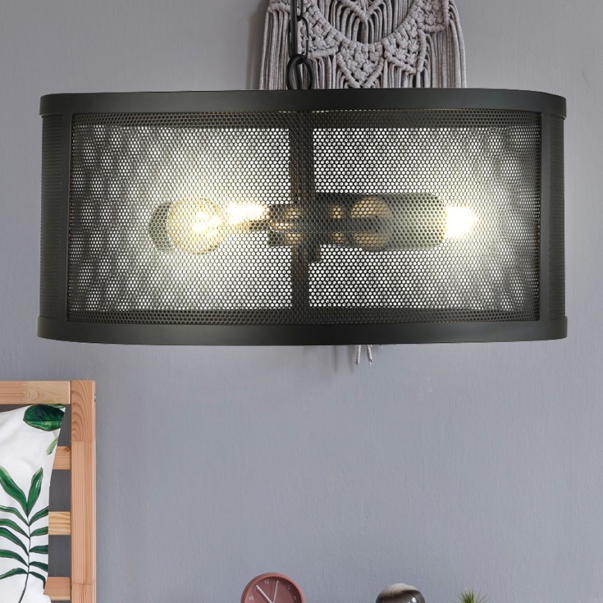 Searchlight - Hanglamp aan ketting FISHNET 3xE27/60W/230V zwart