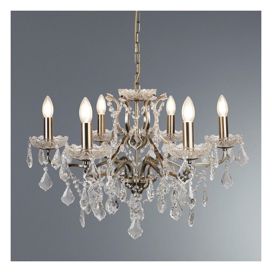 Searchlight - Kristallen kroonluchter aan ketting PARIS 6xE14/40W/230V
