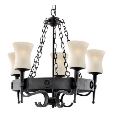 Searchlight - Kroonluchter aan ketting CARTWHEEL 5xE27/60W/230V zwart