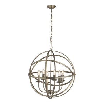 Searchlight - Kroonluchter aan ketting ORBIT 6xE14/60W/230V messing