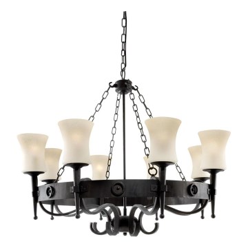 Searchlight - Lustre à chaîne CARTWHEEL 8xE27/60W/230V noir