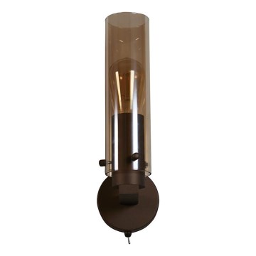 Searchlight - Muurlamp SWEDEN 1xE27/60W/230V bruin/rookglas