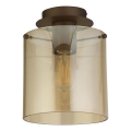 Searchlight - Plafondlamp SWEDEN 1xE27/60W/230V Ø 22 cm bruin/rookglas