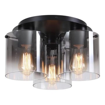 Searchlight - Plafondlamp SWEDEN 3xE27/60W/230V Ø 39 cm zwart/rookglas