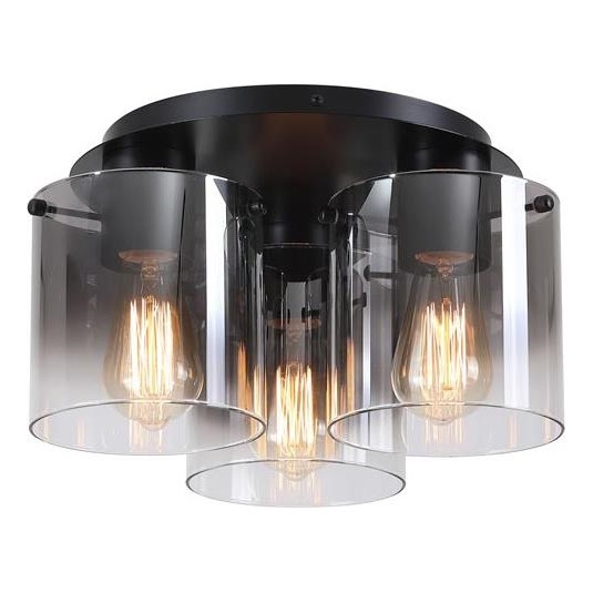 Searchlight - Plafondlamp SWEDEN 3xE27/60W/230V Ø 39 cm zwart/rookglas