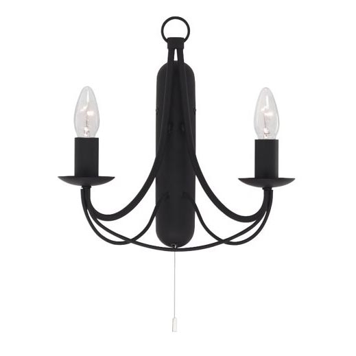 Searchlight - Wandlamp MAYPOLE 2xE14/60W/230V zwart