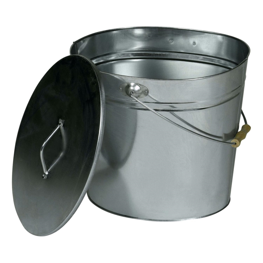 Seau à cendres avec couvercle 15 l chrome brillant