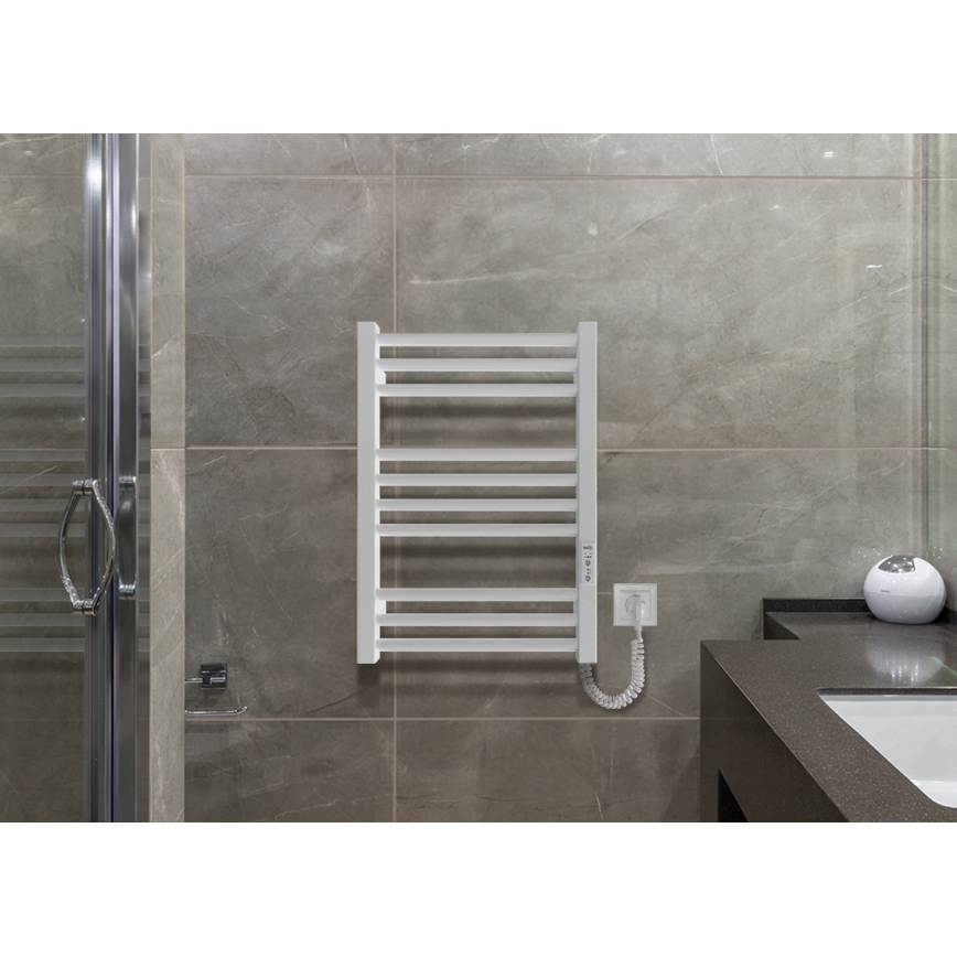 Sèche-serviettes à échelle pour salle de bains HF DERBY 100 W/230 V 57 x 43 cm, blanc, raccordement droit