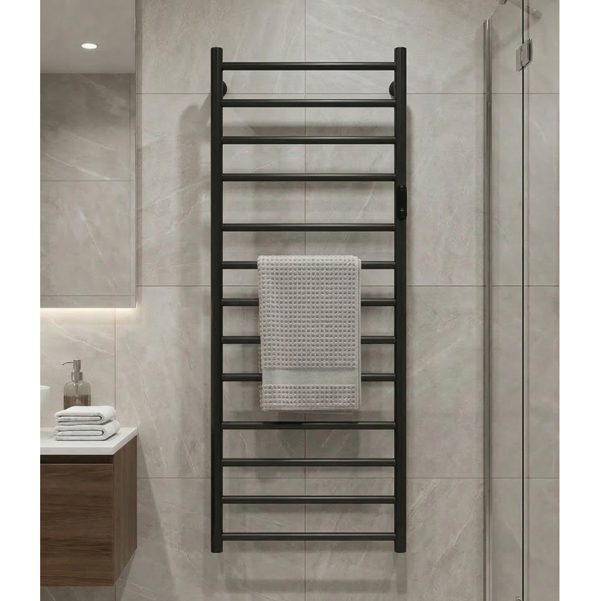Sèche-serviettes électrique 45x132 cm 180W inox/noir