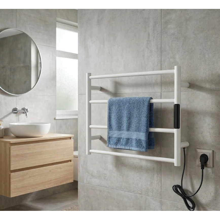 Sèche-serviettes électrique 56x37 63W inox/blanc