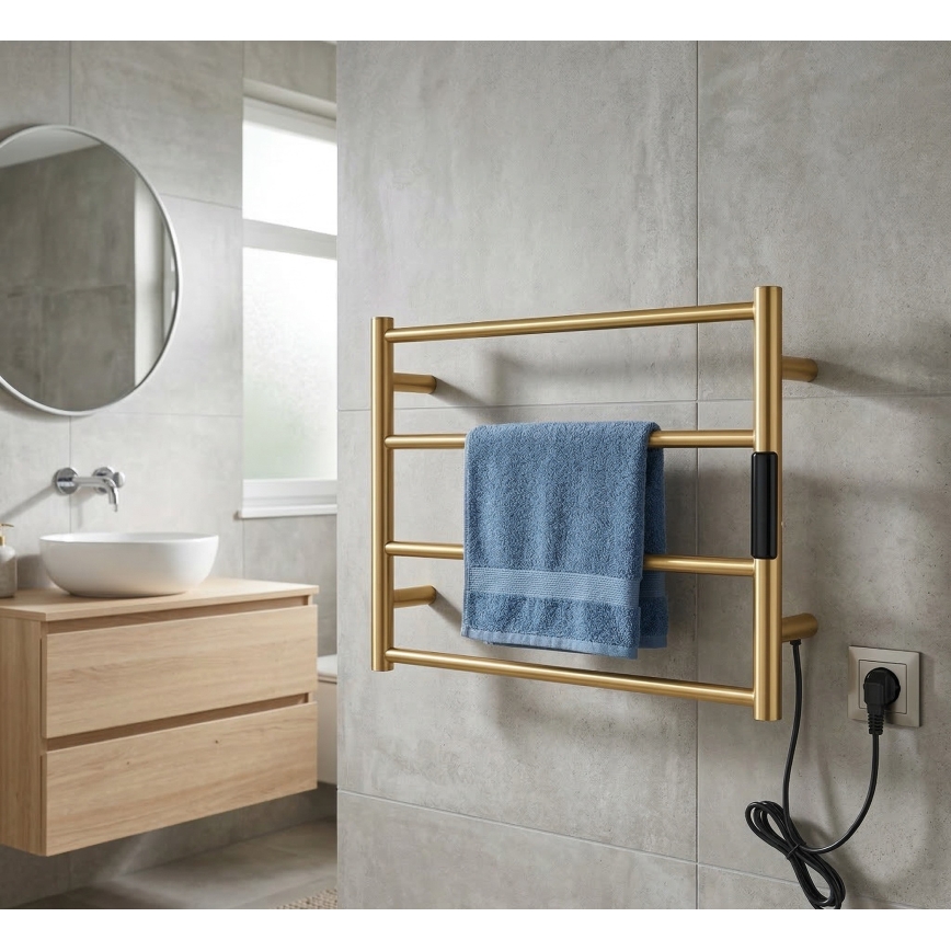 Sèche-serviettes électrique 56x37 cm 36W inox/doré