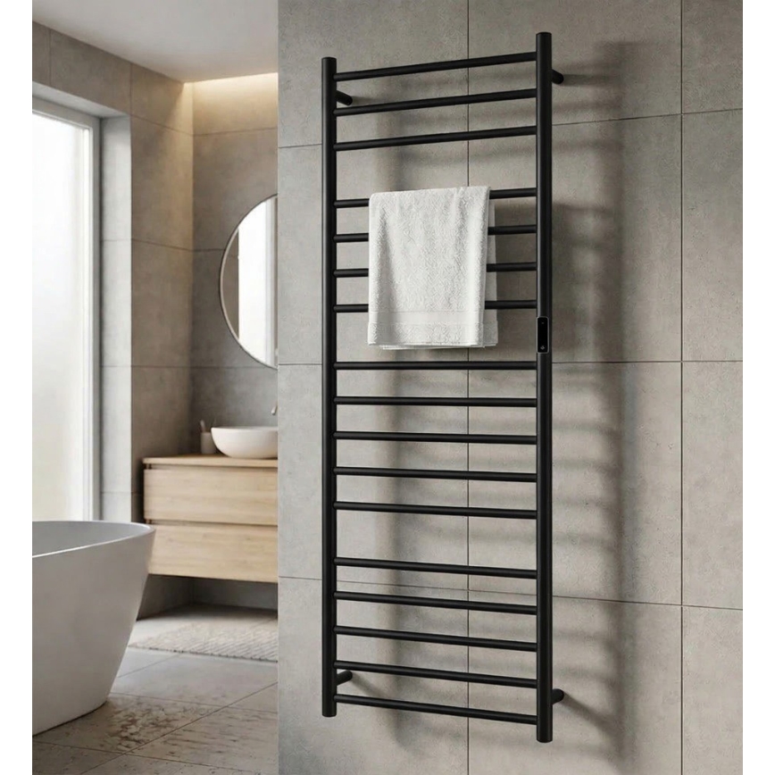 Sèche-serviettes électrique 60 x 168 cm 285 W inox/noir