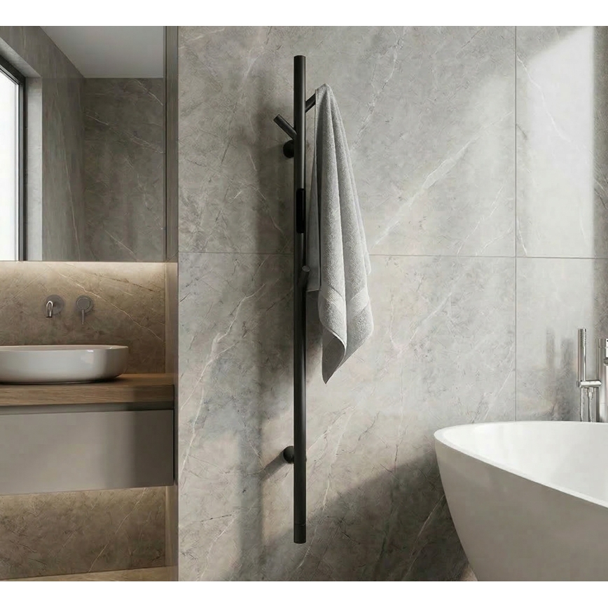 Sèche-serviettes électrique à barres 118 cm 30W noir