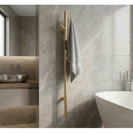 Sèche-serviettes électrique en barre 118 cm, 30 W, doré