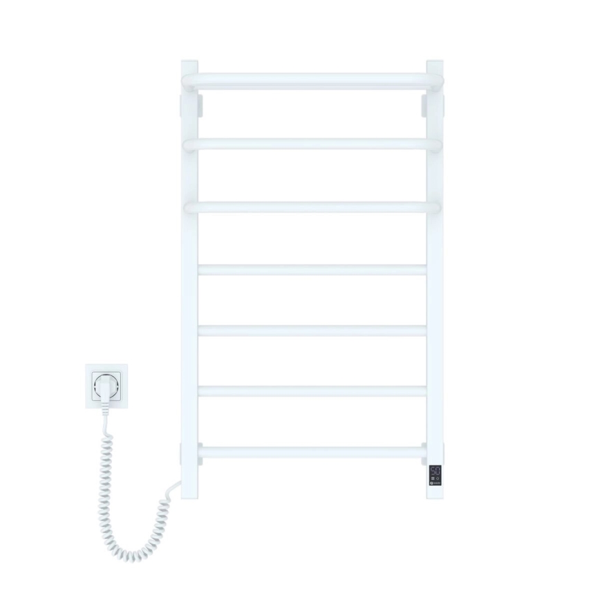 Sèche-serviettes électrique FORTIS 155 W avec thermostat, 80 x 48 cm, blanc, raccordement gauche