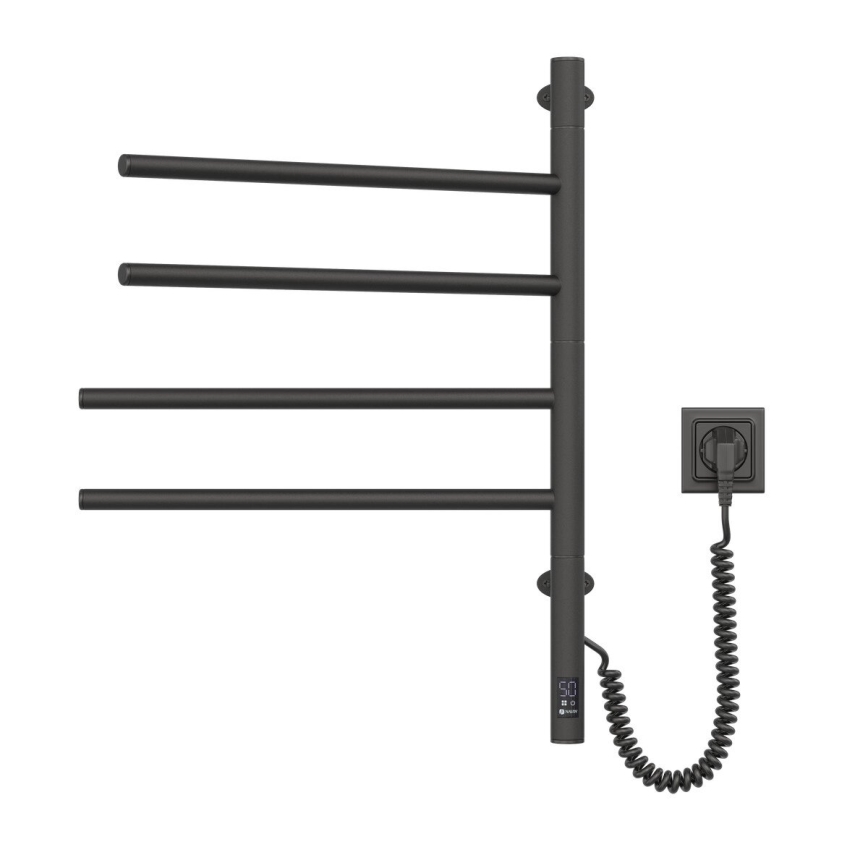 Sèche-serviettes électrique pivotant avec thermostat ARABESQUE 60W 65x49 cm  noir
