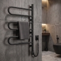 Sèche-serviettes électrique pivotant avec thermostat FOUETTE 120 W, 80 x 49 cm, noir
