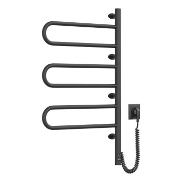 Sèche-serviettes électrique pivotant avec thermostat FOUETTE 120 W, 80 x 49 cm, noir