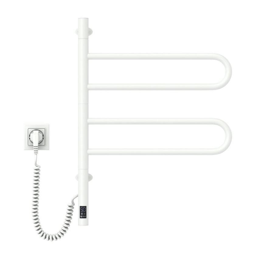 Sèche-serviettes électrique pivotant avec thermostat FOUETTE 60W 65x49 cm blanc