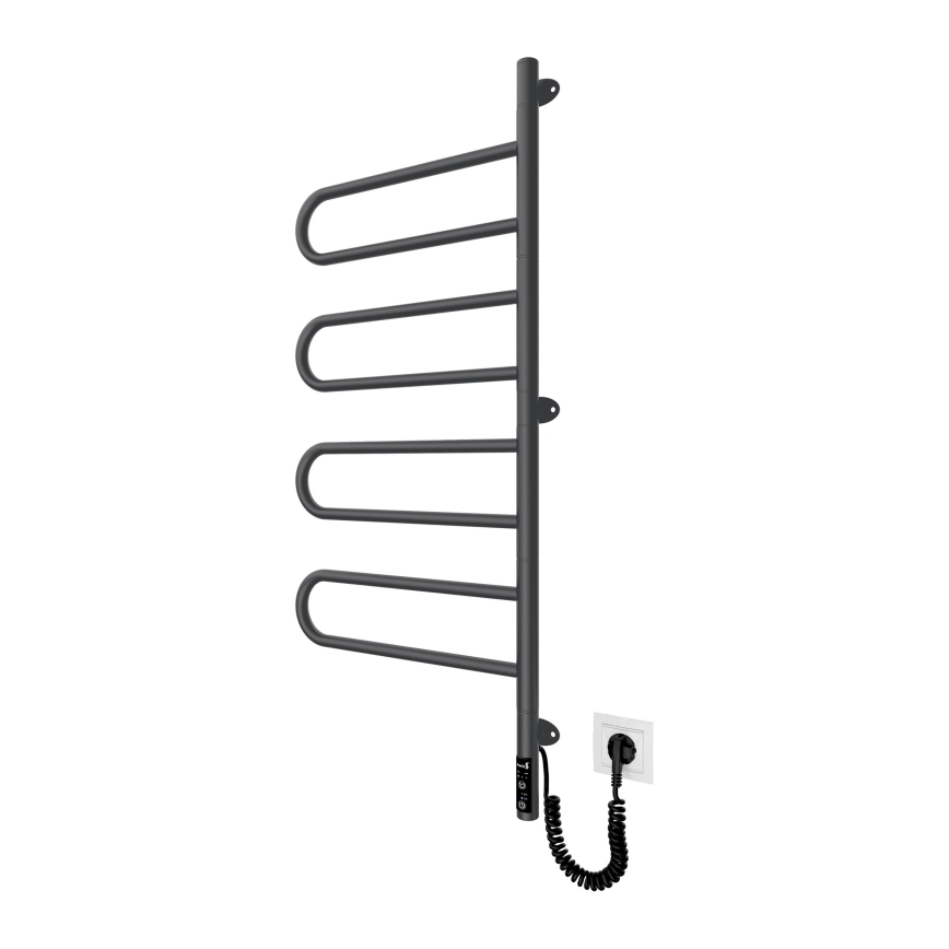 Sèche-serviettes électrique pivotant TRISTAR 105W/230V 102,5x44,5 cm IP44 inox/noir
