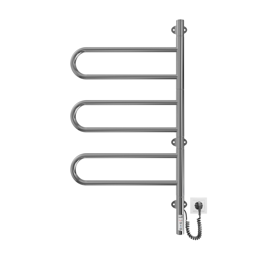 Sèche-serviettes électrique pivotant TRISTAR 80W/230V 82,5x44,5 cm IP44 inox/chrome brillant