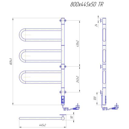 Sèche-serviettes électrique pivotant TRISTAR 80W/230V 82,5x44,5 cm IP44 inox/chrome brillant