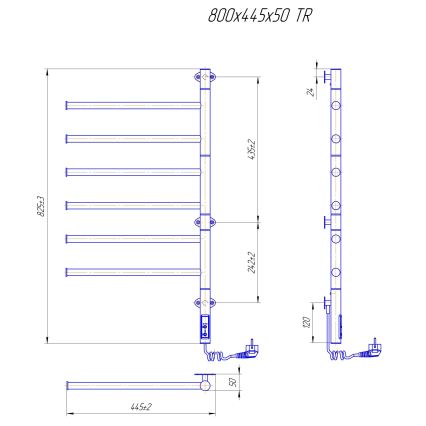 Sèche-serviettes électrique pivotant VEER 80W/230V 80 x 44,5 cm inox/chrome brillant