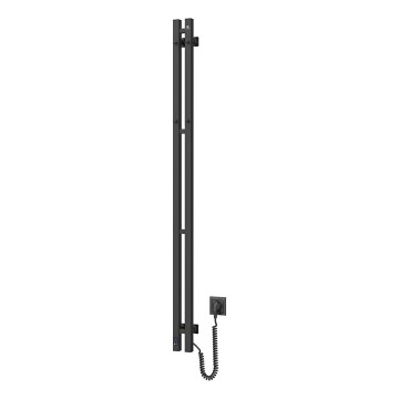 Sèche-serviettes électrique thermostatique SILOUETTE 106W 150x9 cm, noir, côté droit