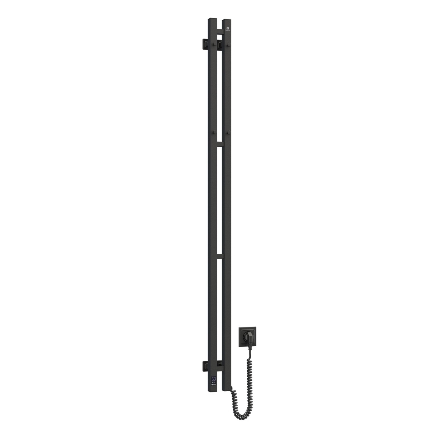 Sèche-serviettes électrique thermostatique SILOUETTE 106W 150x9 cm, noir, côté droit