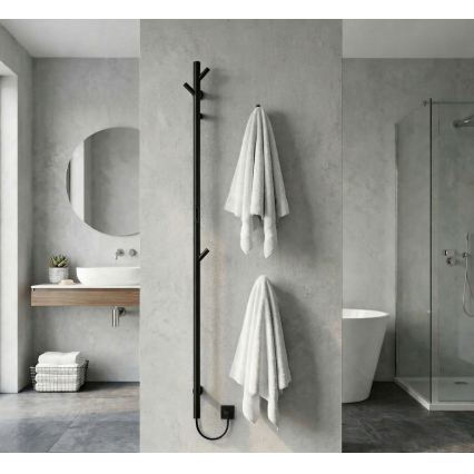 Sèche-serviettes électrique vertical 172 cm, 46 W, noir