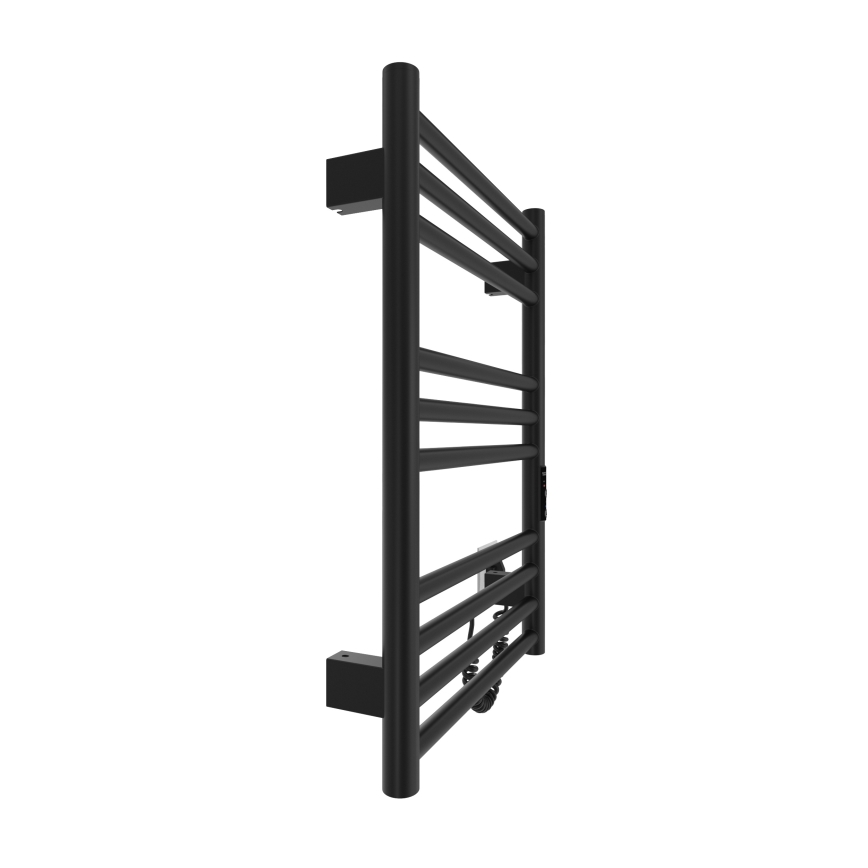 Sèche-serviettes en échelle pour salle de bains HF GREENWICH 100W/230V 57x43 cm noir, raccordement droit, profil rond