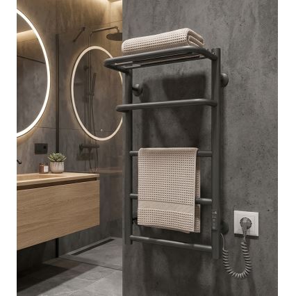 Sèche-serviettes en échelle pour salle de bains HOTEL 75W/230V 66x42 cm inox/anthracite, côté droit