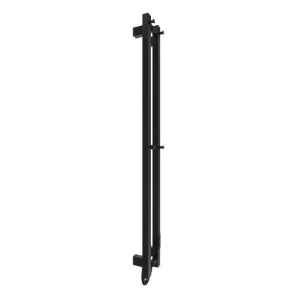 Sèche-serviettes HF SLIM 80W/230V 117x14 cm noir, au design angulaire, IP44