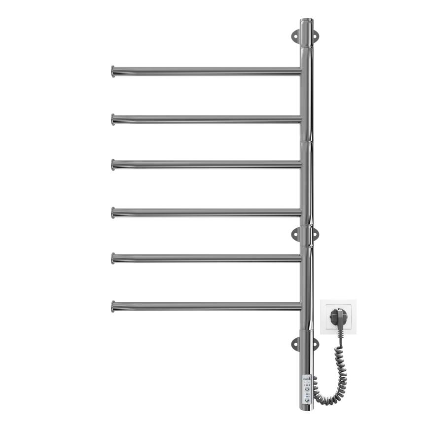 Sèche-serviettes électrique pivotant VEER 80W/230V 82,5x44,5 cm inox/chrome brillant