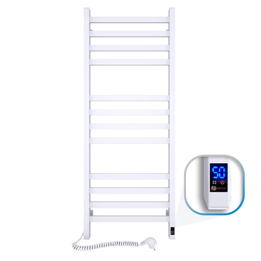 Sèche-serviettes pour salle de bains AVANGARD 227 W 120 x 48 cm, blanc, version gauche, avec thermostat