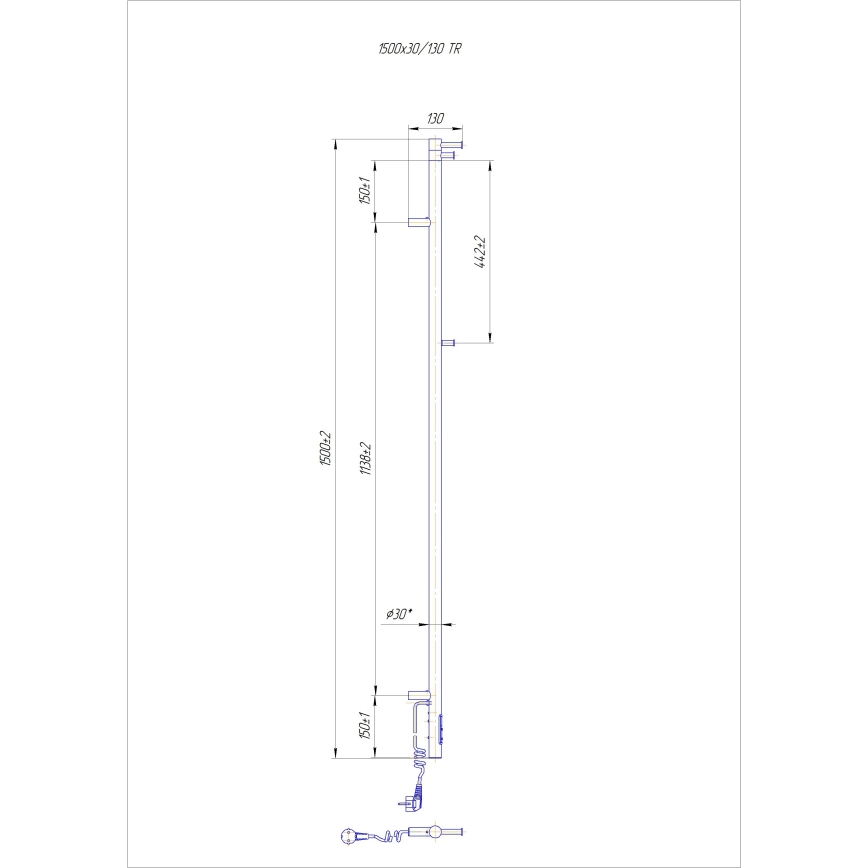 Sèche-serviettes RAY 35W/230V 150x30 cm IP44 inox/noir