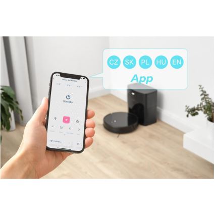 Sencor - Robot aspirateur 2 en 1 (aspiration et lavage) 16 W / 2600 mAh, Wi‑Fi, noir + télécommande