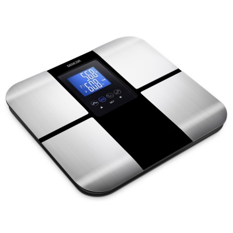 Sencor - Balance de fitness personnelle connectée avec écran LCD 2xCR2032 acier inoxydable/noire