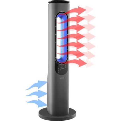 Sencor - Bladloze keramische torenventilator 1200/2000W/230V antraciet + afstandsbediening