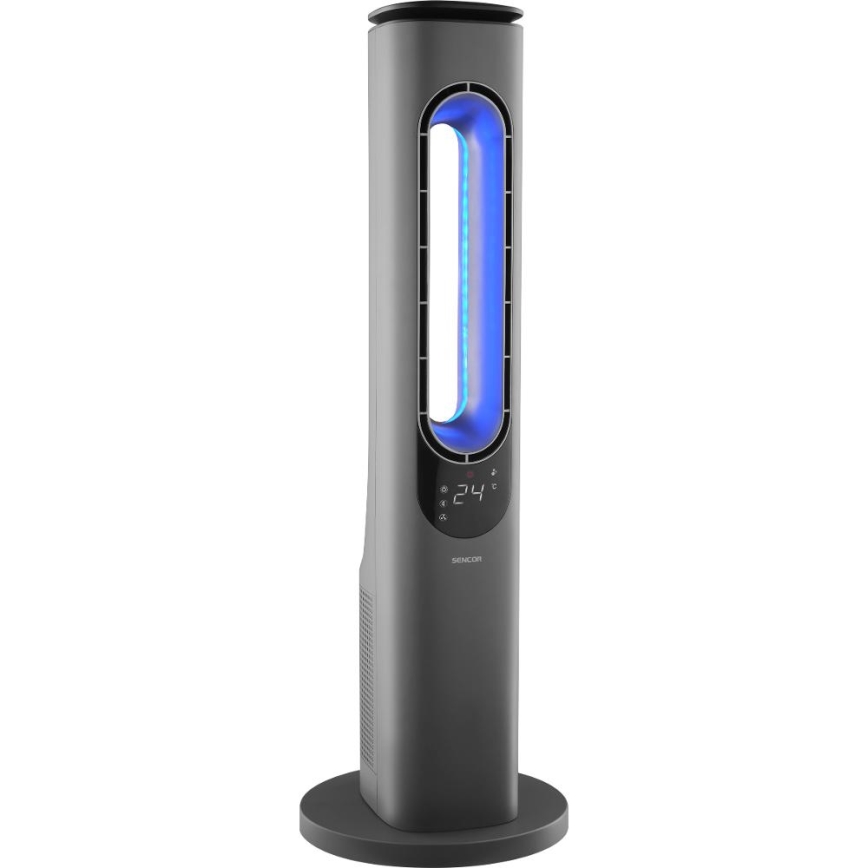 Sencor - Bladloze keramische torenventilator 1200/2000W/230V antraciet + afstandsbediening