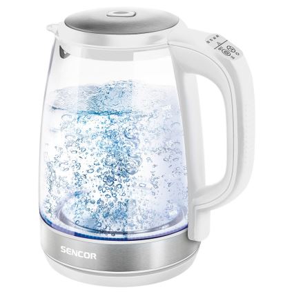 Sencor - Bouilloire à thermorégulation avec rétro-éclairage LED 2 l 2200W/230V blanche